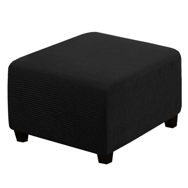 SUTENGDA Square Ottoman Cover Soft Stretch Jacquard Ottoman Slipcovers Waterproof Non Slip Footstool Protect With Elastic Bottom Machine Washable-Primary color