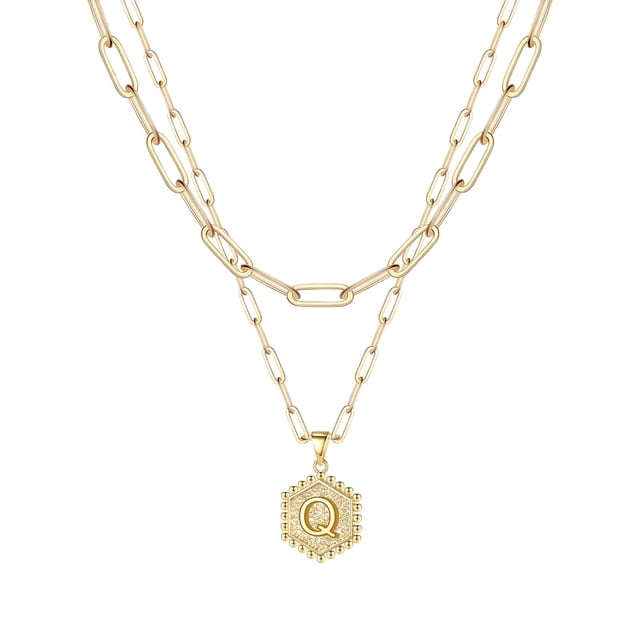 SIfdSeng Collier Hexagone Initial 26 pour Femmes Colliers pour Femmes A Z 26 Alphabet Initial Colliers Dorés pour Femmes Filles