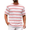 thumbnail image 1 of T-shirts Surdimensionnés pour Hommes à Rayures Imprimées, T-Shirt Graphique Décontracté Ample à Manches Courtes, Col Ras du Cou, 1 of 4