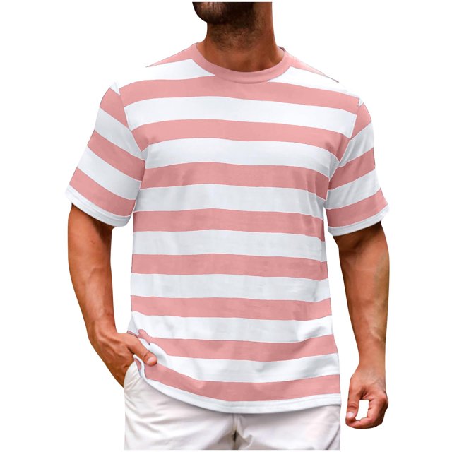 T-shirts Surdimensionnés pour Hommes à Rayures Imprimées, T-Shirt Graphique Décontracté Ample à Manches Courtes, Col Ras du Cou