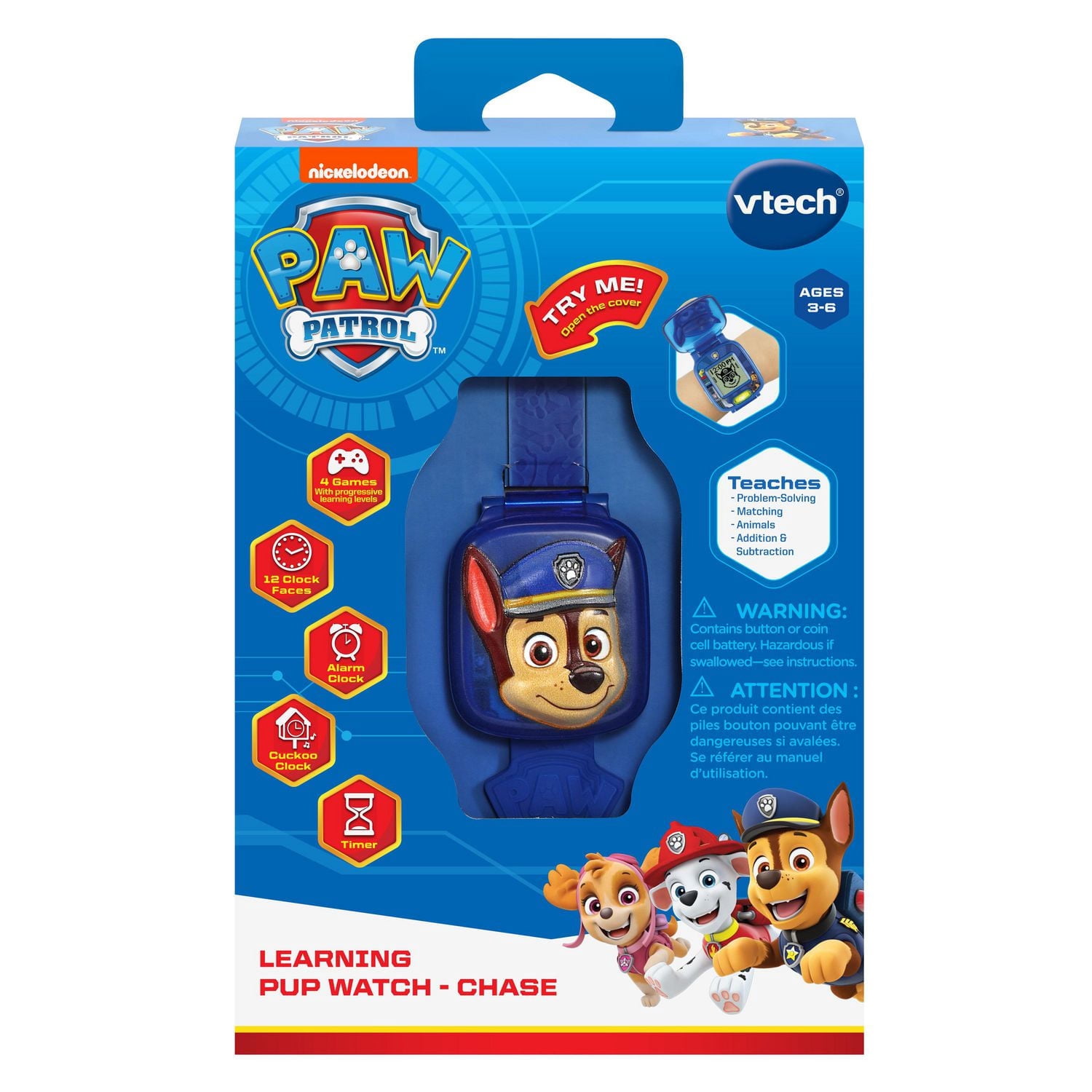 VTech PAW Patrol: Pat’Patrouille - La montre-jeu interactive - Chase avec jeux et outils de chronométrage - Version anglaise