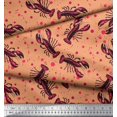thumbnail image 3 of Soimoi Polyester Crepe Fabric Dot & Lobster Ocean Printed Craft Fabric by The Yard 42 Inch Wide, 3 of 3