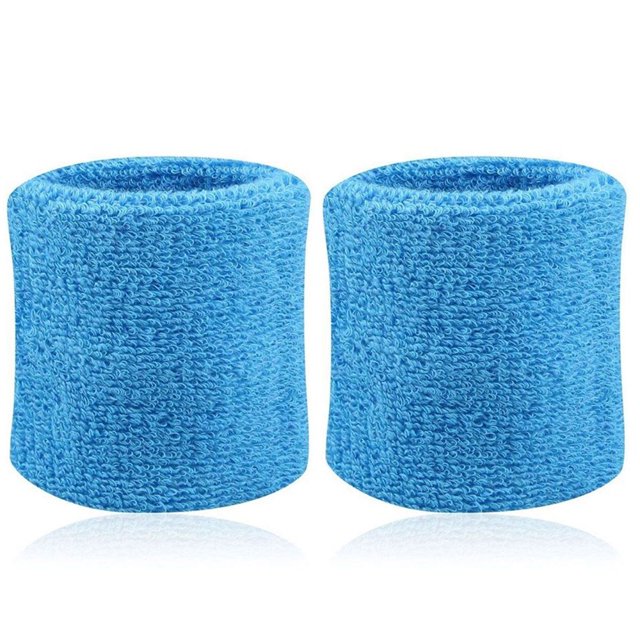 CUITING 2Pcs Sports Wristband Solid Color Absorbent Cotton Breathable Quick Dry Sweatband for Tennis