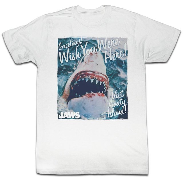 T-Shirt pour Adulte Blanc « Jaws Greetings » 6TG
