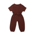 thumbnail image 1 of Diconna Infant Baby Romper Solid Color Short Sleeve Elastic Waist Jumpsuit, 1 of 6