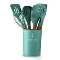 thumbnail image 2 of Kitchen Utensils Set 11Pcs Silicone Non-stick Barreled Cooking Utensils Set Silica Gel Utensil Wooden Handle, 2 of 8