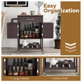 thumbnail image 2 of Gymax Rolling Kitchen Island Cart w/ Drawer 2-Door Storage Cabinet Bottom Tray Brown, 2 of 9