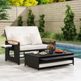 thumbnail image 4 of Gymax Patio Rattan Daybed Set w/Cushioned Loveseat & Storage Ottoman for Porch Outdoor White, 4 of 10