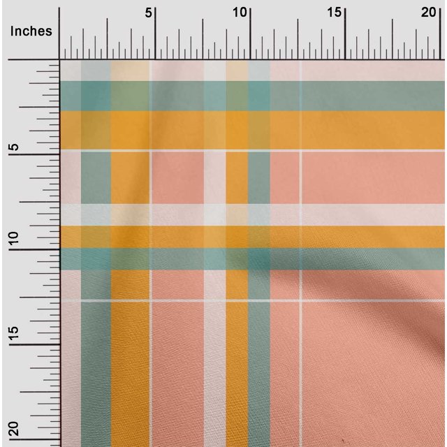 oneOone Cotton Cambric Fabric Madras Check Print Fabric BTY 56 Inch Wide