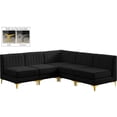 thumbnail image 2 of Meridian Furniture Alina Black Velvet Modular Sectional, 2 of 17
