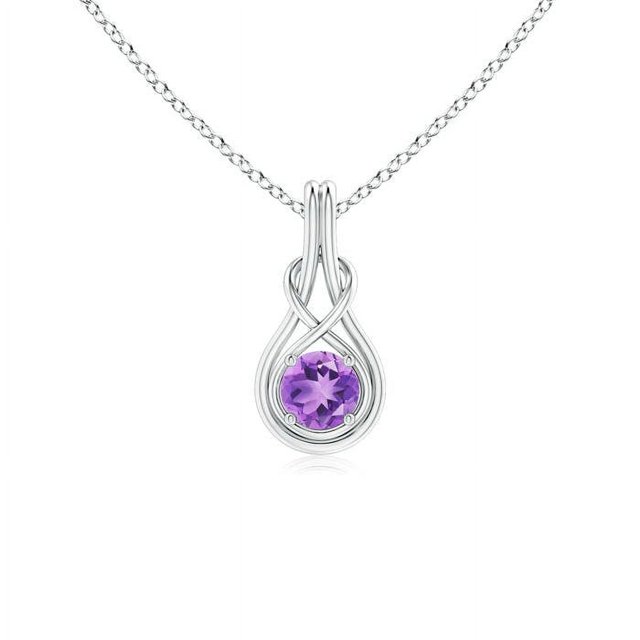 Angara Collier en Améthyste Naturelle - Pendentif Solitaire en Améthyste Ronde Nœud Infini en Platine pour Femmes