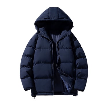 Men's Jackets Winter Hooded Down Jacket Zipper Cardigan Pocket Long Sleeve Padded Jacket Coat Lightweight Jacket Casual Jacket Navy XXXL