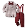 thumbnail image 4 of RXIRUCGD Ensemble Mode pour Enfants Chemise à Rayures Pantalon Ensemble 2 Pcs Manches Longues Col Rond Haut/chemise (Rouge, Taille: 100), 4 of 9