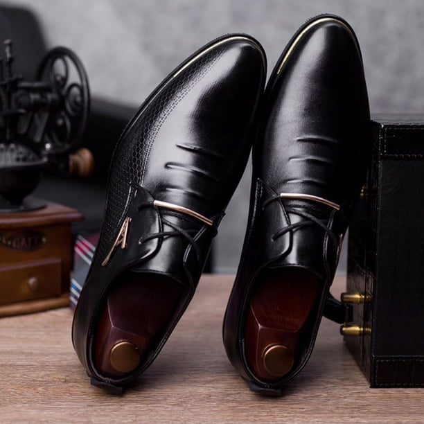 Men\'s Black Leather Lace-Up Dress Shoes Handmade Men brogue black Leather Formal Shoes, Men Designer  main image 2