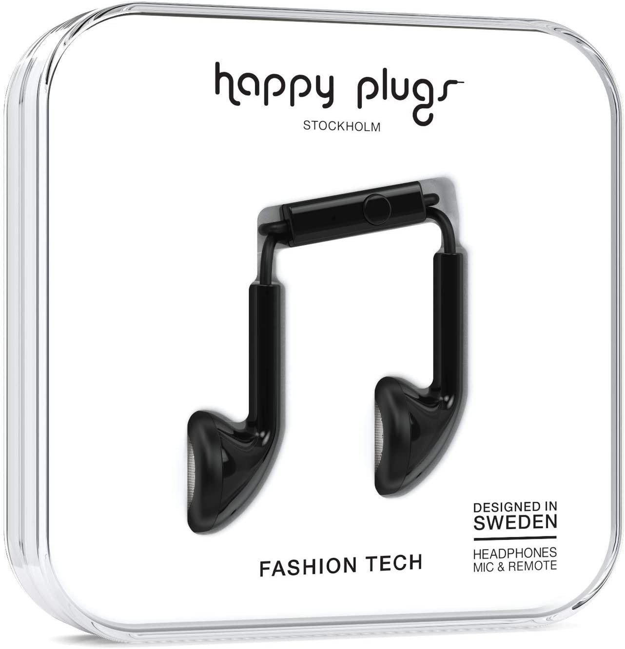 Happy Plugs Stockholm Unik edition headphones mic & remote Black