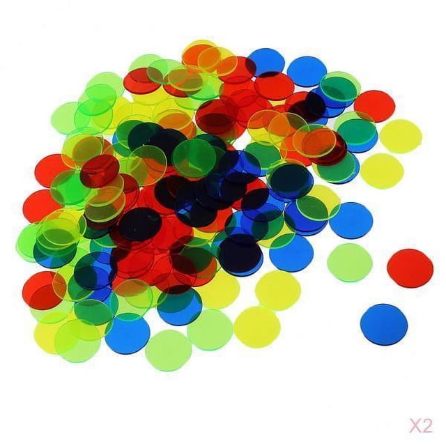 segolike SET OF 200 PROFESSIONAL BINGO GAME TRANSPARENT COUNTERS PLASTIC MARKER COLORFUL