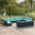 thumbnail image 1 of vidaXL 13 Piece Garden Lounge Set with Cushions Black Poly Rattan, 1 of 4