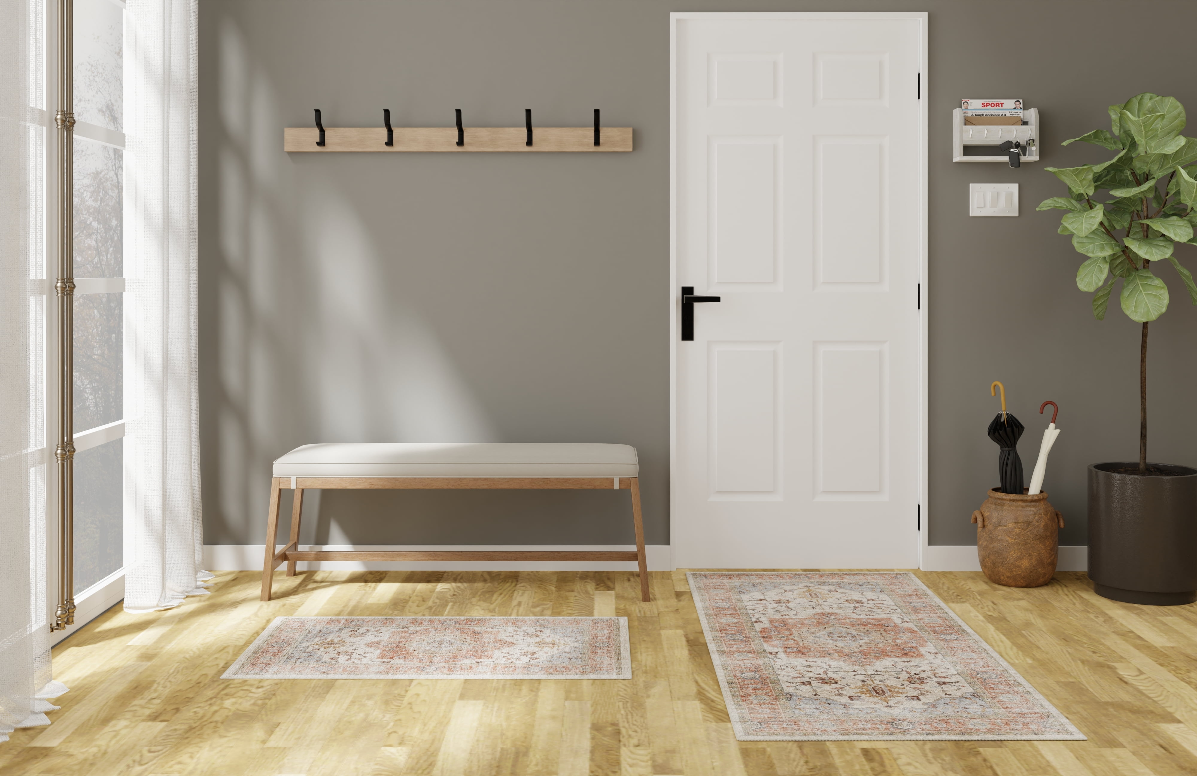 Mainstays Ensemble de Tapis d’appoint lavables de style persan, rose, paquet de 2, 18 x 30 po et 24 x 48 po