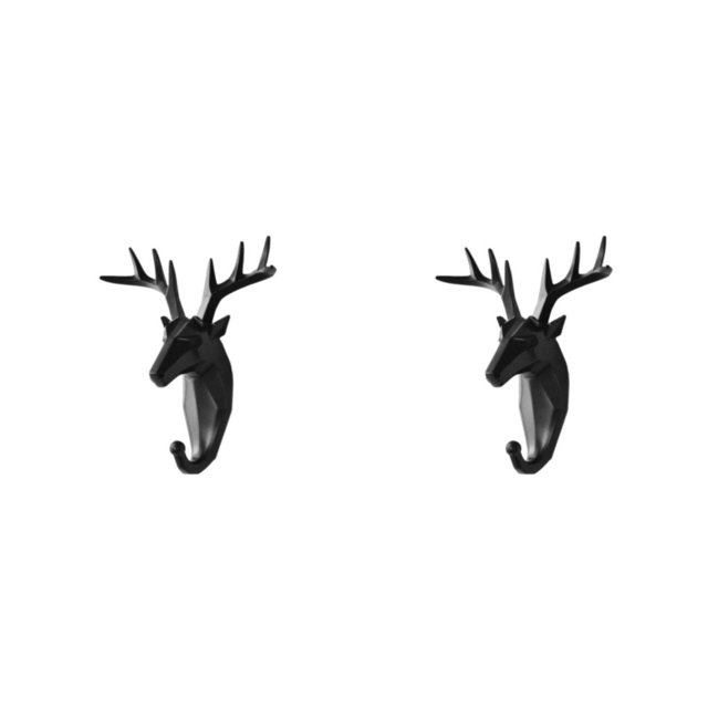 Ruiboury Animal Head Key Hook Sturdy And Durable Construction Adds Touch Of Whimsy black (deer) 2Set
