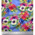 thumbnail image 1 of Soimoi polyester Crepe Fabric Leaves,Lotus & Anemone Floral Decor Fabric Printed Yard 42 Inch Wide, 1 of 3