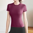 thumbnail image 2 of Plebaso Hauts d'Entraînement pour Femmes à Manches Courtes, Col Rond, T-Shirts Athlétiques, Course, Yoga, Gym, T-Shirts Basiques pour Femmes, 2 of 3