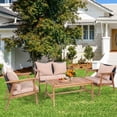 thumbnail image 1 of Gymax 4PCS Outdoor Furniture Set Patio Conversation Set  w/ Wood Frame Cushion, 1 of 10