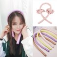 thumbnail image 3 of kurtrusly Hair Curling Rod Ribbon Heatless Foam Hair Roller Clip Reusable Portable Wrap Headband, Light Pink, 3 of 6