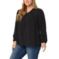 thumbnail image 4 of GRACE & GRANDEUR Women's Plus Size Fashion Work Long Sleeves Ribbon Front Chiffon Blouse 1X Black, 4 of 6