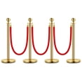 thumbnail image 1 of Gold Stanchion Posts with 5 FT Red Velvet Ropes – Elegant Crowd Control Barriers for VIP Events, Red Carpets, Weddings & More, 1 of 6