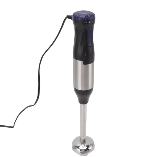 Hand Blender Set, 1000W 5 Speed Electric Handheld Hand Mixer Stick with stainless steel blending stick, featuring a black and silver ergonomic design and speed adjustment knob. Ideal for blending, grinding, chopping, and food processing tasks, including use as an immersion blender and food processor.