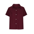 thumbnail image 4 of Yuyuzo Womens Button down Shirts Short Sleeve V Neck Tshirts Solid Color Office Work Tops Blouses, 4 of 6
