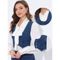 thumbnail image 2 of INSPIRE CHIC Women's Denim Button Up Vintage Sleeveless Jean Crop Racerback Vest Mid-Blue S, 2 of 5
