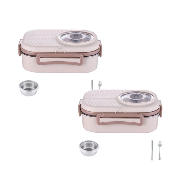 Oleegame 2 Pcs Rangement de Produits École Enfants Boîte à Lunch en Acier Inoxydable de Contenants Alimentaires Rangement pour Enfants Sac à Lunch Isolé Boîte à Lunch Réutilisable pour Travail École Pique-Nique Plage Blanc