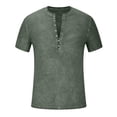 thumbnail image 3 of QIPOPIQ T-Shirts à Manches Courtes pour Hommes à Col Rond Hommes Henley T-Shirts Graphiques T-Shirts d'Été Unis Mode Chandail T-Shirt T-Shirts Cadeau pour Père et Lui 2024 Liquidation Vert m, 3 of 5