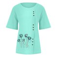 thumbnail image 5 of TopLLC Chemises Mexicaines pour Femmes Hauts Brodés Traditionnels Tunique Décontractée à Fleurs pour Femmes Col Rond Manches Courtes Chemises en Lin, 5 of 5