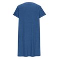 thumbnail image 5 of Penkiiy Robes Grande Taille pour Femmes aux Formes Robe Ample Dames Robe d'Été de Détente Aguichant Petite Col en V Manches Courtes Robe Décontractée 4TG Bleu, 5 of 5