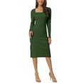 thumbnail image 2 of INSPIRE CHIC Women's Square Neck Long Sleeve Slim Fit Ribbed Knit Bodycon Midi Sweater Dress, 2 of 6