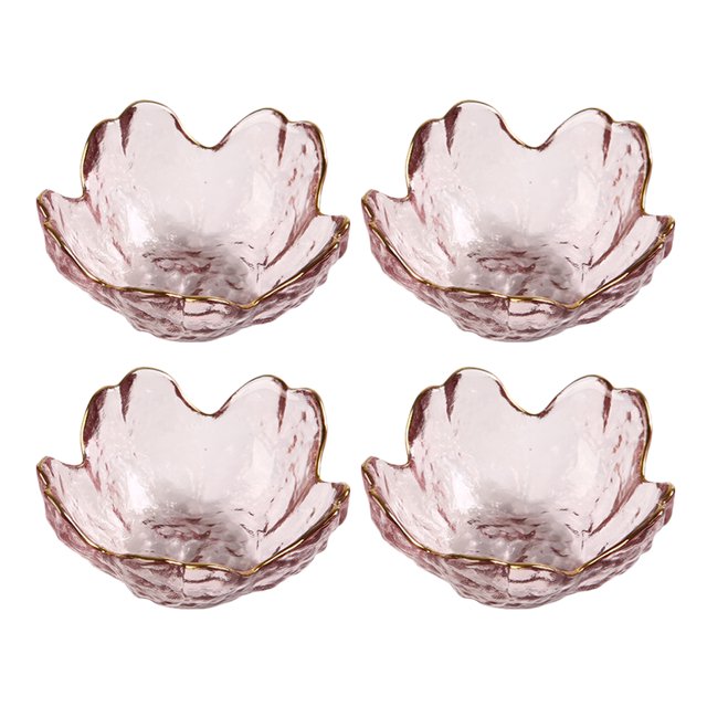 MasteelfCA 4 Pcs Flower Sauce Dishes Glass Appetizer Serving Plates Small Spice Plates