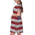 thumbnail image 2 of Fotbe Robe Motif Drapeau Américain Pailleté Décontractée Mode Femme Manches Courtes Robe Maxi Robe T-Shirt Rayée Longue à Blocs de Couleur, 2 of 6
