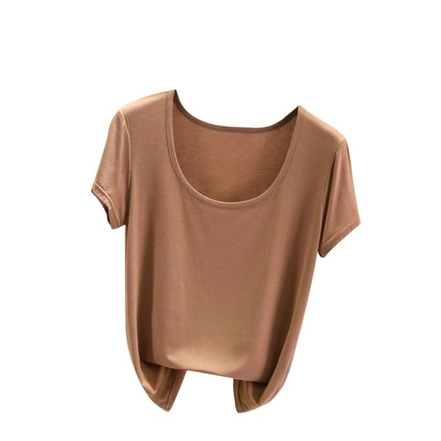 Yuyuzo Hauts de Pyjama Grande Taille pour Femmes Manches Courtes Haut de Pjs Col Rond Chemises de Nuit Doux Confortables Vêtements d'Intérieur