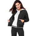 thumbnail image 3 of INSPIRE CHIC Vestes Matelassées pour Femmes Col Montant Fermeture Éclair Manches Raglan Blouson Bomber, 3 of 6