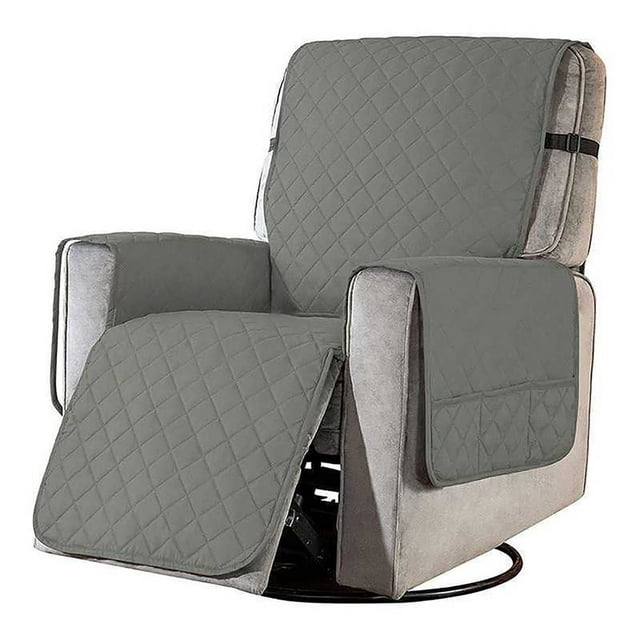 Housse de Canapé 2024 Réversible pour Fauteuil Inclinable, Housse Imperméable avec Poches Latérales, Protecteur de Fauteuil Inclinable Lavable avec Sangles Élastiques pour Enfants Chien Beige