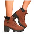 thumbnail image 1 of Platform Combat Boots for Women Trendy Leather Waterproof Non Slip Chunky High Heel Riding Ankle Booties, 1 of 6