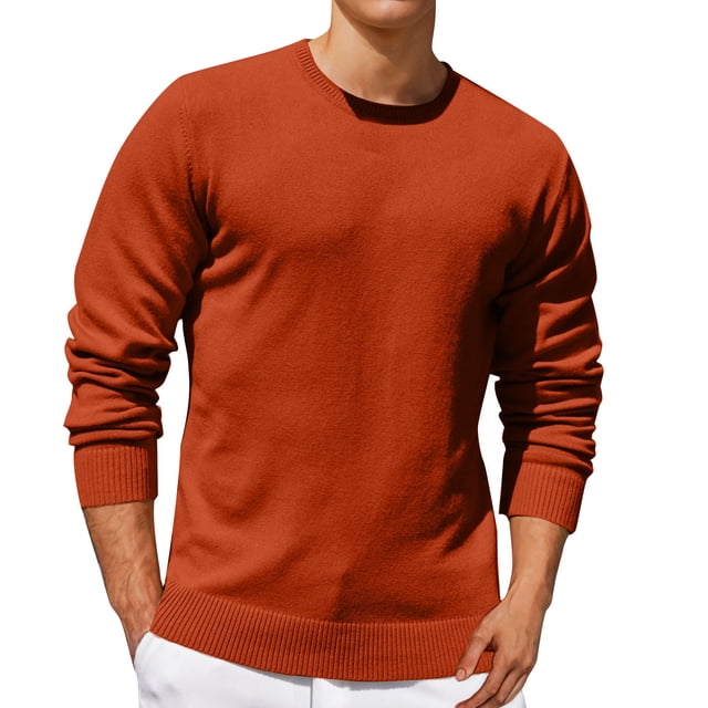 Jalioing Men's Crew Neck Sweaters Casual Basic Long Sleeve Pullover Sweater Fall Winter Solid Color Knit Shirts