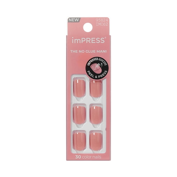 KISS imPRESS Ongles Colorés - Your Magic, Rose, Carré Arrondi, Courts