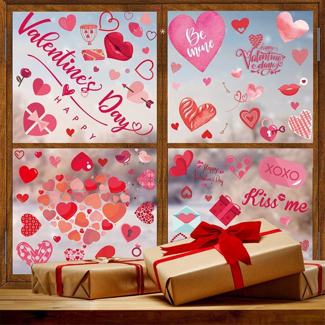 TIMIFIS Valentine'S Day Electricity Window Stickers Love Window Display Glass Refrigerator Electricity Stickers