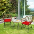 thumbnail image 1 of Gymax 3PCS Rattan Patio Conversation Set Bistro Chat Set w/ Red Cushions, 1 of 10