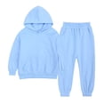 thumbnail image 1 of Zxxddp Outfits For Boys Two Piece Spring Winter Solid Long Sleeve Hooded Simple Style Sweatshirt Velvet Pants Set Clothing Set, 1 of 2