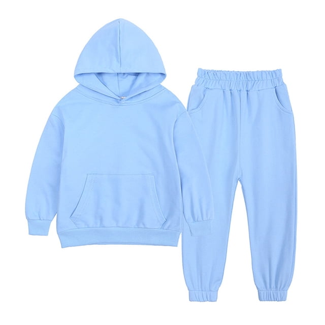 Zxxddp Outfits For Boys Two Piece Spring Winter Solid Long Sleeve Hooded Simple Style Sweatshirt Velvet Pants Set Clothing Set