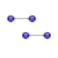 thumbnail image 1 of BodyJewelryOnline Paire de Barres à Mamelon 14G en Acier Chirurgical avec Griffes Rondes Ensemble Gemmes CZ Hommes Femmes, 1 of 4